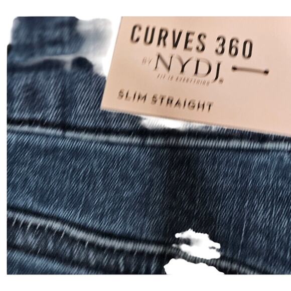 NEW NYDJ 6P Caliente Slim Straight Crop Jeans Side Slit Stretch Slimming Casual - Picture 6 of 7